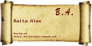 Balta Alex névjegykártya