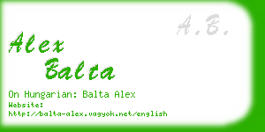 alex balta business card